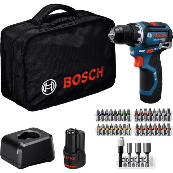 Bosch Professional GSR 12V-32 Berbequim aparafusador sem fio (12V, 2x 2,0 Ah iões de lítio, conjunto de 36 acessórios, bolsa de ferramentas, Azul/Preto)