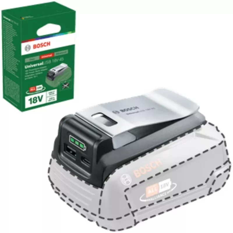 Carregador Bosch UniUSB 18V-15 para baterias 18V POWER FOR ALL com ligação USB-C (1600A02WS1)