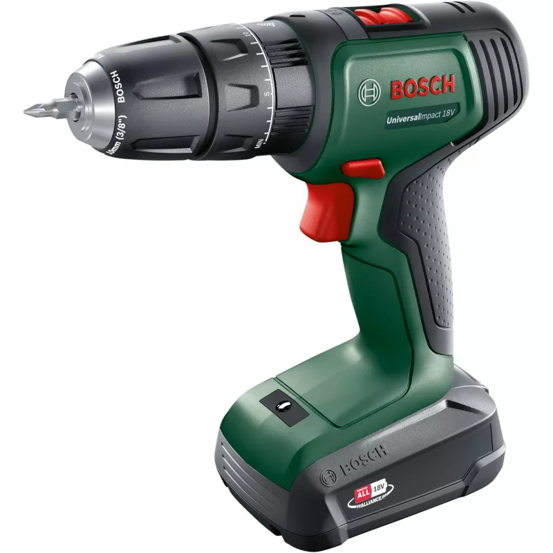 BOSCH UniversalImpact 18V aparafusadora de impacto a bateria (verde/preto, 2x1,5 Ah Li-Ion, conjunto de 241 peças)
