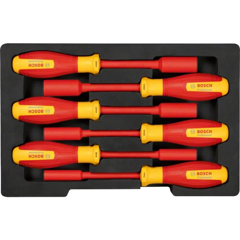 Bosch Conjunto de chaves de fendas isoladas VDE 1600A02NF3, 7 peças, fenda/Phillips/Pozidriv, 1000V, IEC 60900