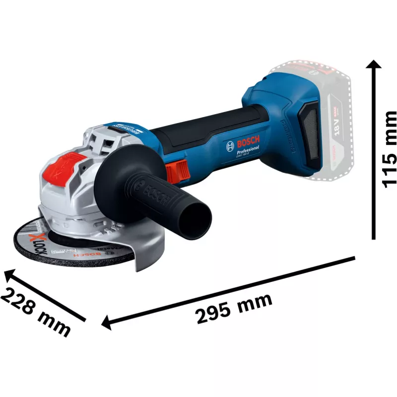 BOSCH X-LOCK Rebarbadora sem fio GWX 18V-8 Professional Solo, 18V, Azul/Preto, 125 mm (sem bateria)