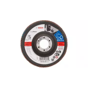 Bosch X571 Best for Metal Disco de lixa de lamelas, 115 mm x 22,23 mm, corindo de zircónio, grão 40, cónico, 80 m/s, 13.300 rpm, para aço e aço inoxidável 2608607336