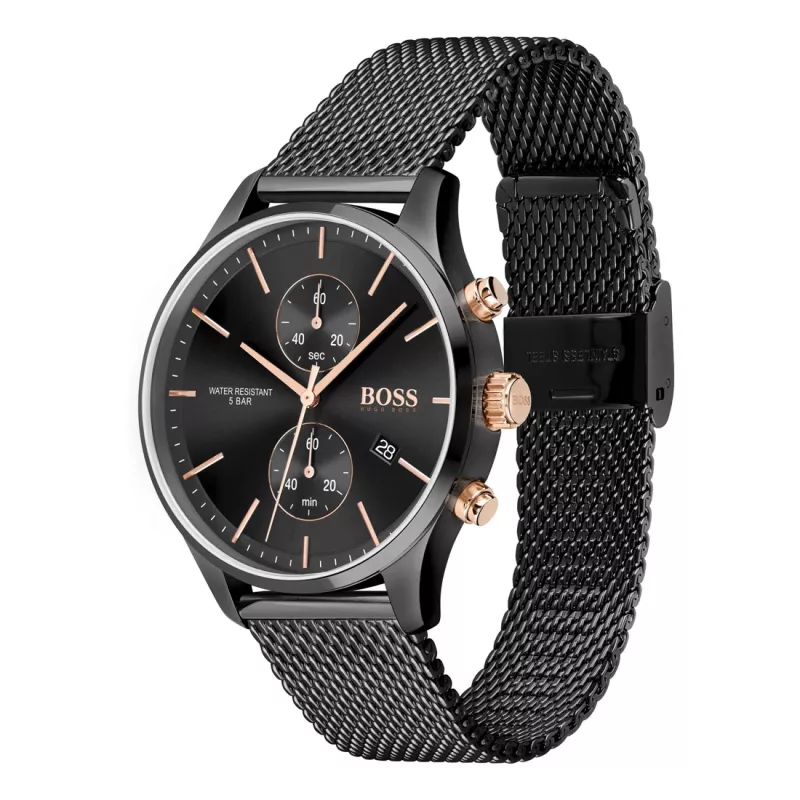 BOSS Hero relógio cronógrafo de quartzo homem 1513811 42 mm aço inoxidável mostrador azul