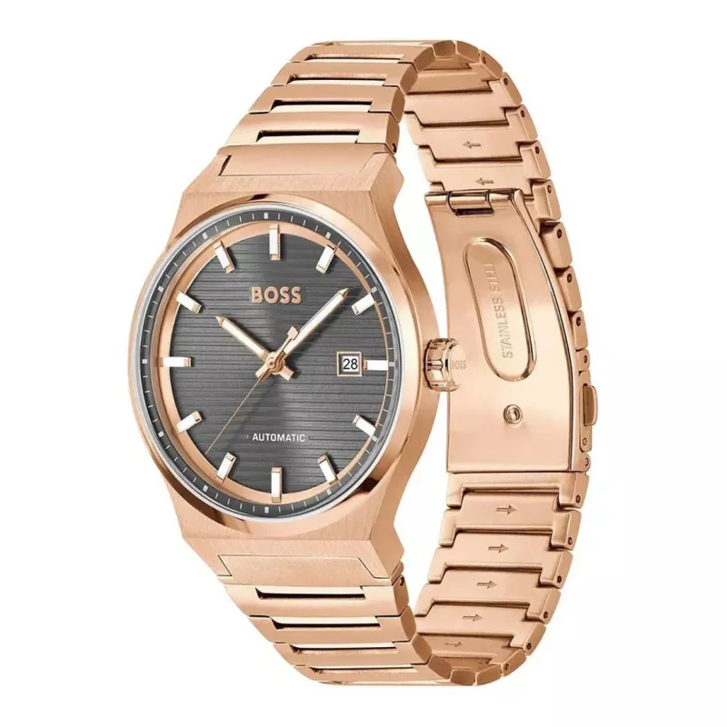 BOSS MAN 1514185 Relógio analógico de quartzo 41mm mostrador preto bracelete de couro