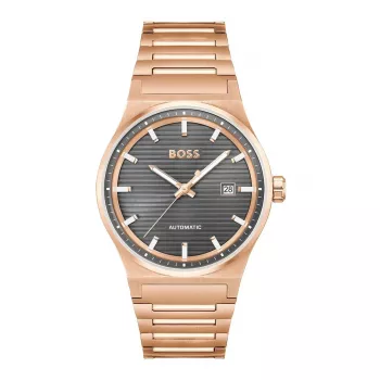 BOSS MAN 1514185 Relógio analógico de quartzo 41mm mostrador preto bracelete de couro