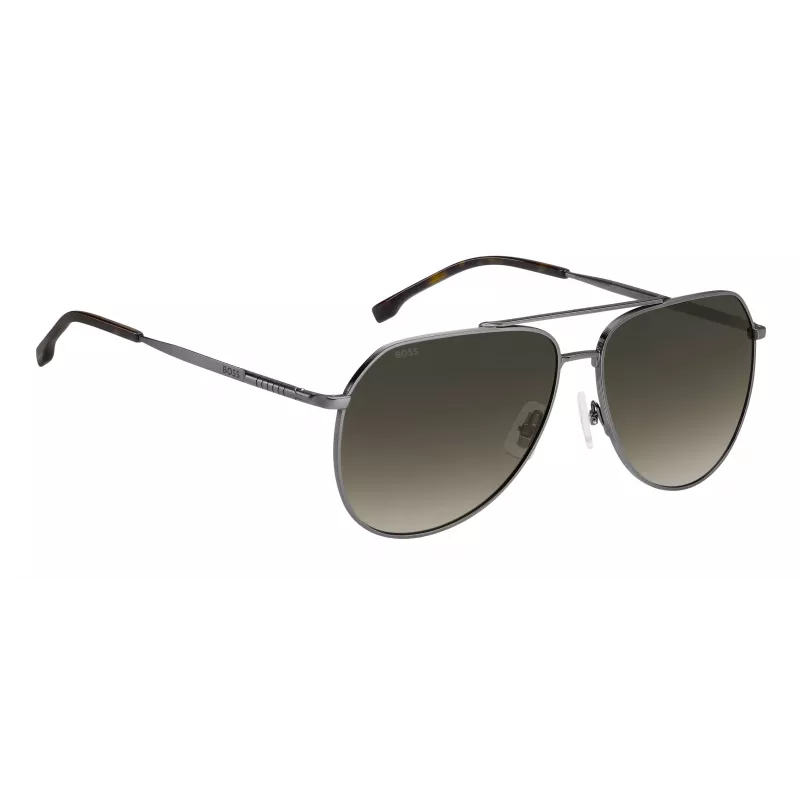 BOSS Man BOSS1447SKJ1G Óculos de sol retangulares - armação de acetato preta, lentes de policarbonato cinzentas, proteção UV400