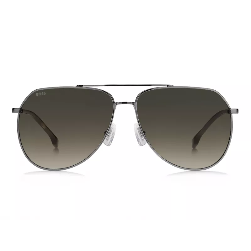 BOSS Man BOSS1447SKJ1G Óculos de sol retangulares - armação de acetato preta, lentes de policarbonato cinzentas, proteção UV400