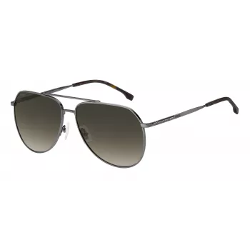 BOSS Man BOSS1447SKJ1G Óculos de sol retangulares - armação de acetato preta, lentes de policarbonato cinzentas, proteção UV400