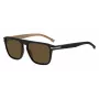 Óculos de sol BOSS MAN BOSS1599S807 retangulares com armação preta e lentes cinzentas 56mm