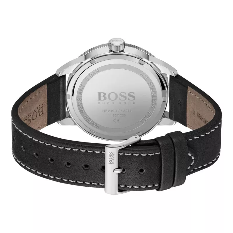 Relógio BOSS homem Grand Prix cronógrafo 1513898 44mm mostrador preto bracelete de pele