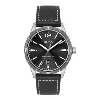 Relógio BOSS homem Grand Prix cronógrafo 1513898 44mm mostrador preto bracelete de pele