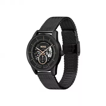 Relógio de quartzo de homem BOSS Velocity Chronograph 42mm mostrador azul malha de aço inoxidável 1514035