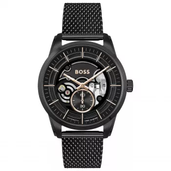 Relógio de quartzo de homem BOSS Velocity Chronograph 42mm mostrador azul malha de aço inoxidável 1514035