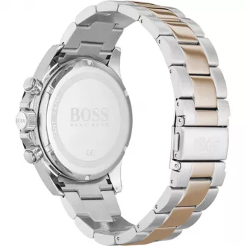 BOSS Relógio de homem 1513757 43mm aço inoxidável mostrador azul bracelete de pele castanha cronógrafo