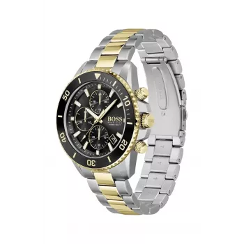 BOSS relógio de homem 1513908 45mm aço inoxidável mostrador azul cronógrafo