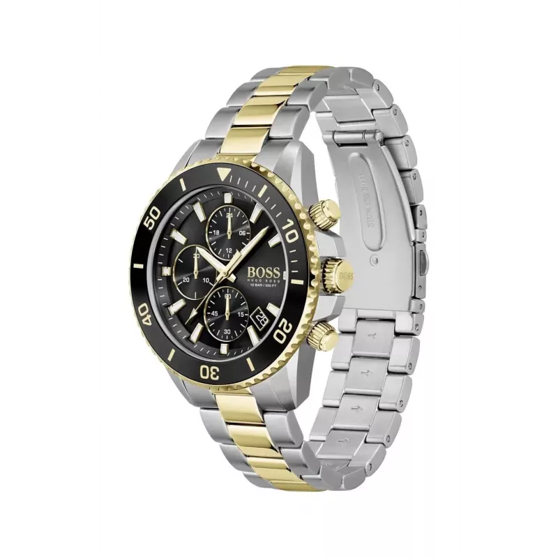BOSS relógio de homem 1513908 45mm aço inoxidável mostrador azul cronógrafo
