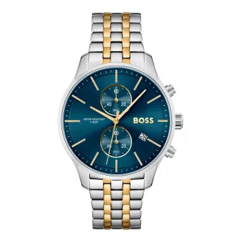 BOSS relógio de homem 1513976 (42mm) - mostrador azul, bracelete de pele castanha