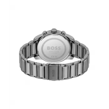 BOSS relógio de homem 1514005 44mm caixa de aço inoxidável mostrador azul bracelete de pele castanha cronógrafo de quartzo