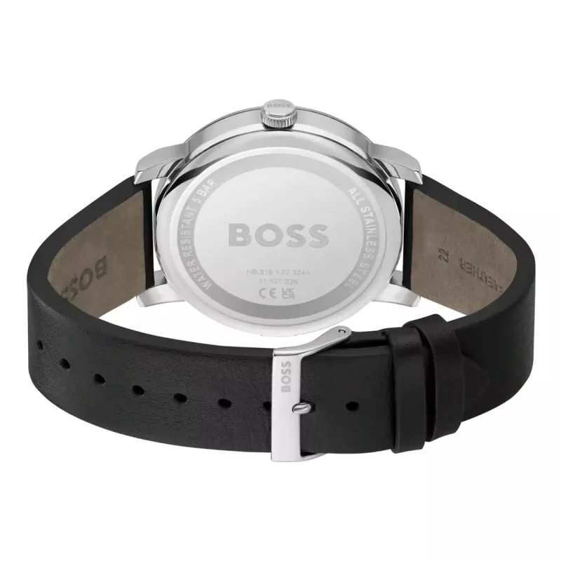 BOSS Relógio de homem 1514125 Velocity cronógrafo de quartzo 44 mm mostrador azul bracelete de pele castanha