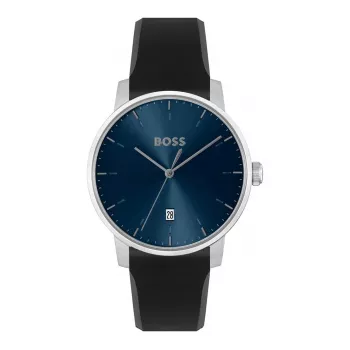 Relógio BOSS de homem 1514131 40mm cronógrafo de quartzo caixa de aço inoxidável bracelete de pele preta