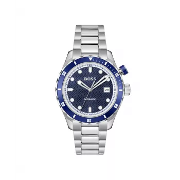 Relógio BOSS homem 1514177 42mm aço inoxidável mostrador azul cronógrafo