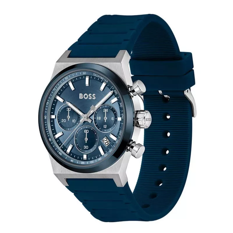 Relógio de homem BOSS 1514243 41mm aço inoxidável mostrador azul cronógrafo