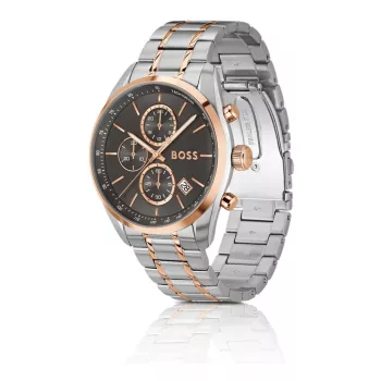 Relógio BOSS homem 1514252 44mm quartzo cronógrafo aço inoxidável silicone preto