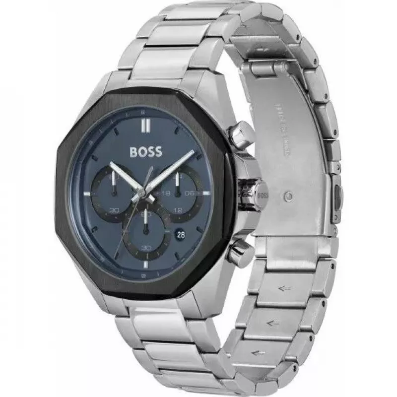 BOSS Skymaster cronógrafo de homem 1514015 43mm aço inoxidável mostrador azul