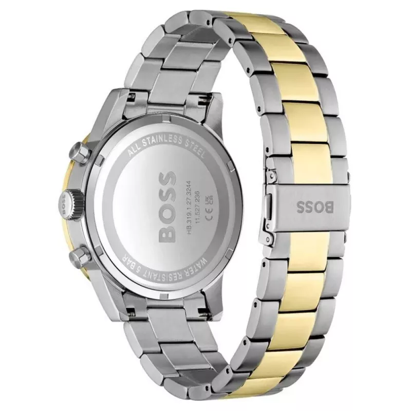 Relógio cronógrafo de quartzo de homem BOSS Skymaster 1514163 44mm mostrador azul malha de aço inoxidável