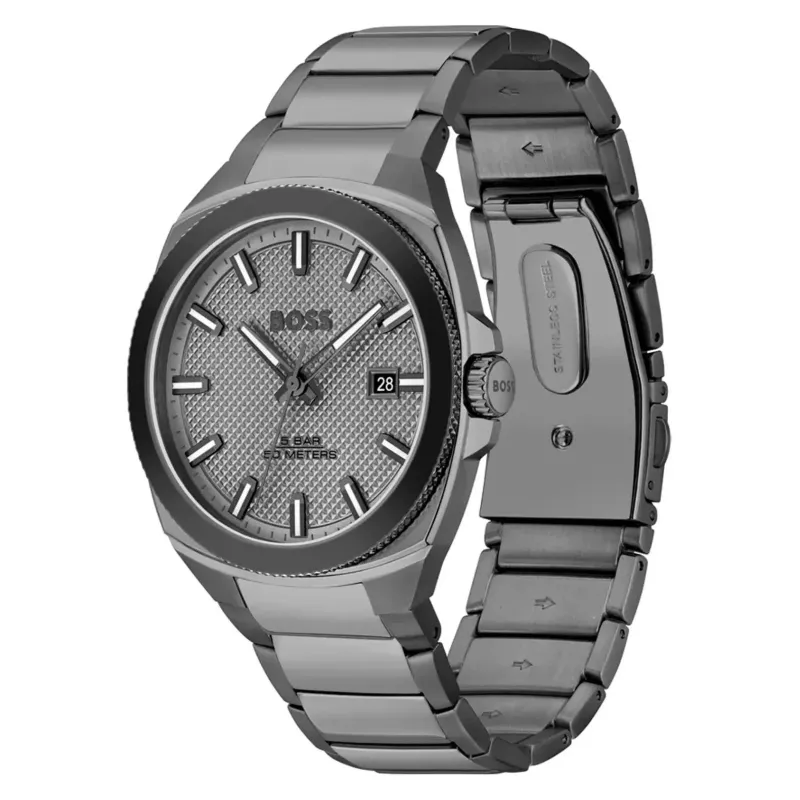 Relógio de quartzo BOSS Skymaster para homem 1514137 41mm mostrador azul aço inoxidável malha