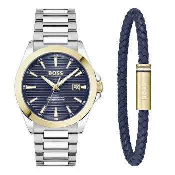 Relógio de homem BOSS 1570191 (41mm) Pilot Edition quartzo aço inoxidável pele castanha