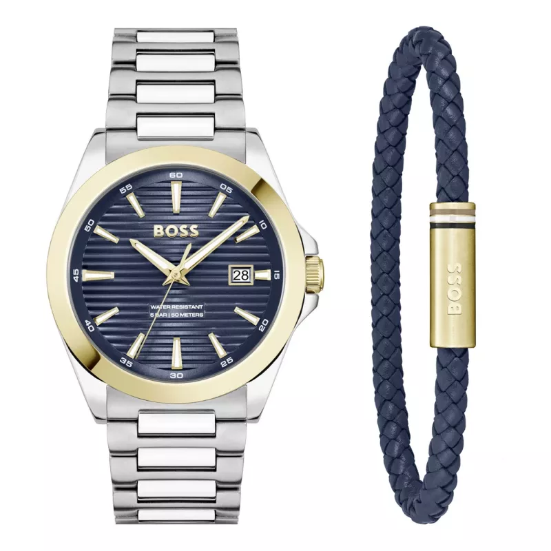 Relógio de homem BOSS 1570191 (41mm) Pilot Edition quartzo aço inoxidável pele castanha