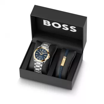 Relógio de homem BOSS 1570191 (41mm) Pilot Edition quartzo aço inoxidável pele castanha