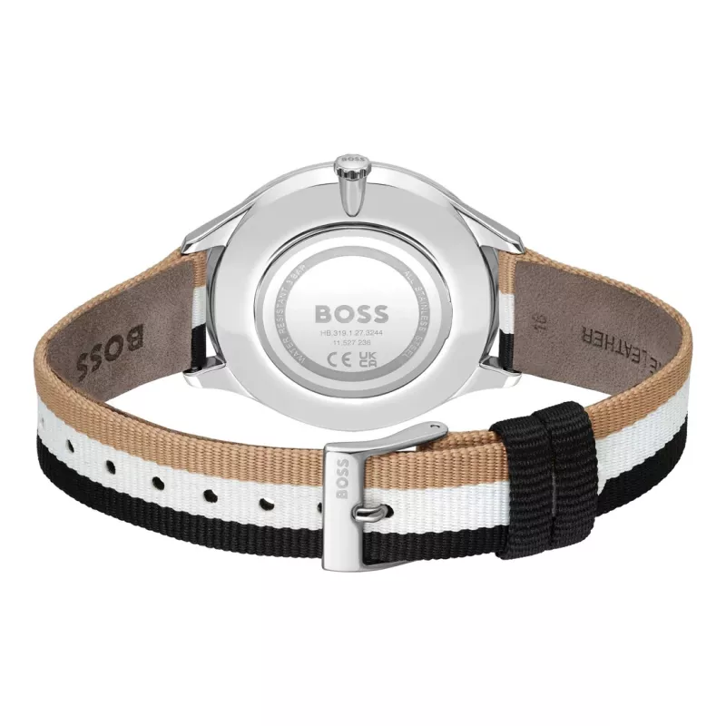 BOSS relógio de mulher 1502694 quartzo analógico 35mm prateado aço inoxidável malha