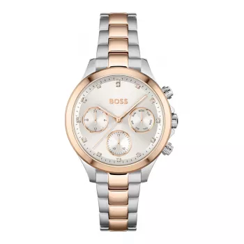 BOSS relógio de senhora 1502564 38mm bracelete de malha milanesa de aço inoxidável prateada