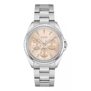 Relógio BOSS para senhora 1502732 38mm prateado aço inoxidável malha quartzo