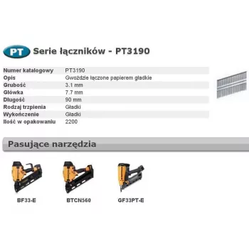 Bostitch PT 33° 90mm 2,2mm Pregos para estrutura, pack de 2200