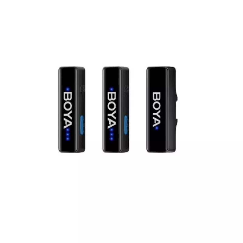 BOYA BOYALINK-TX sistema de microfone sem fios, 2,4 GHz, 1 recetor e 2 emissores, autonomia de bateria ultralonga, preto