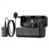 BOYA BOYAMIC 2-02 sistema de microfone sem fios 2,4GHz, supressão de ruído com IA, 2 recetores + 1 emissor (USB-C) preto