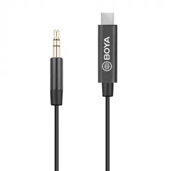 Cabo adaptador de áudio BOYA BY-K2 USB-C para 3,5 mm TRRS (20 cm, preto)