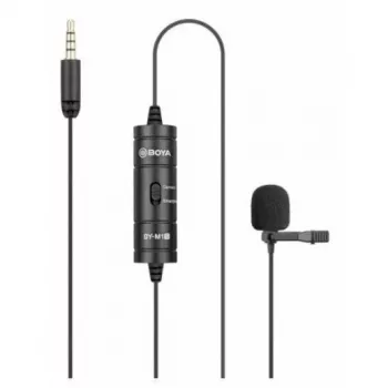 Microfone lavalier omnidirecional BOYA BY-M1S, conector de 3,5 mm, Preto