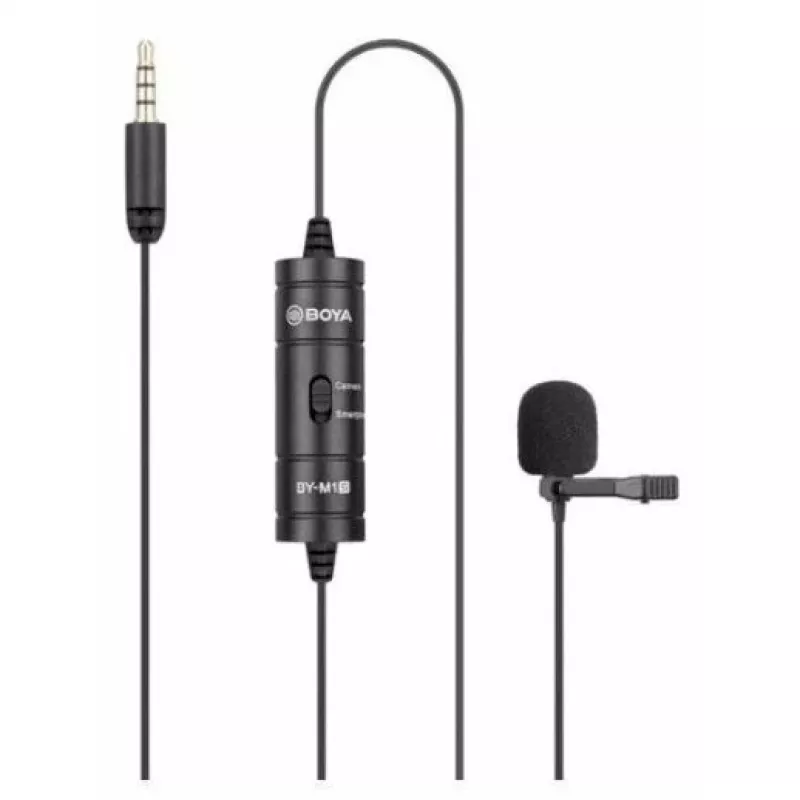 Microfone lavalier omnidirecional BOYA BY-M1S, conector de 3,5 mm, Preto