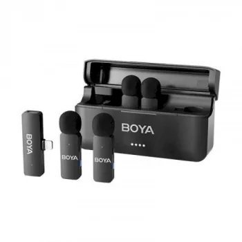 BOYA BY-V4D sistema de microfone sem fios com 4 transmissores e 1 recetor Lightning (preto)