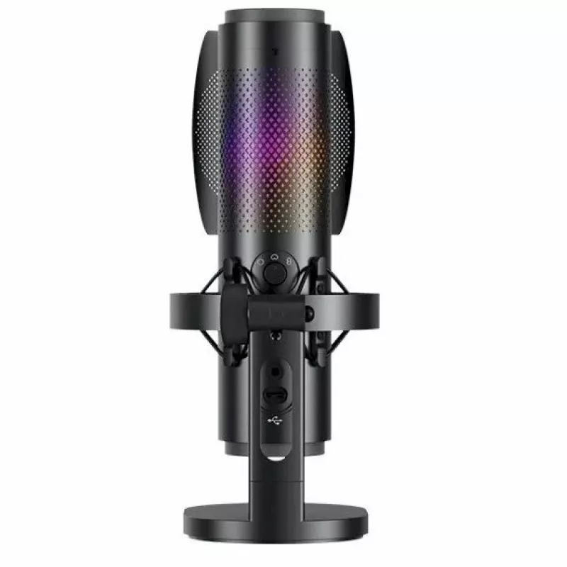 Microfone condensador com fio BOYA K9, omnidirecional, redução de ruído, monitorização em tempo real, USB-A/USB-C, preto