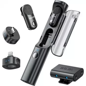BOYA Magic-02 auscultadores com microfone sem fios 2,4GHz USB-C/Lightning/3,5mm pretos