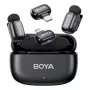 Sistema de microfone sem fios BOYA Mini 2-01 2,4 GHz com 2 transmissores e 2 recetores (USB-C e Lightning) preto
