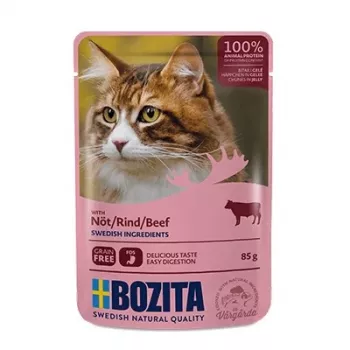 Bozita Pedaços de carne de vaca em geleia Alimento húmido para gatos 85g