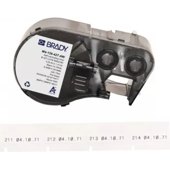 Brady B-427 Etiquetas Autolaminadas de Vinil para Marcação de Cabos, Branco/Transparente, 38,1 mm x 38,1 mm, 240 Etiquetas/Rolo, para BMP41/BMP51/BMP53/M511