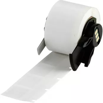 Brady M6-20-362 Etiquetas de poliéster metalizado à prova de violação, prateado, brilhante, 25,40 x 50,80 mm, acrílico permanente, 100 etiquetas/rolo