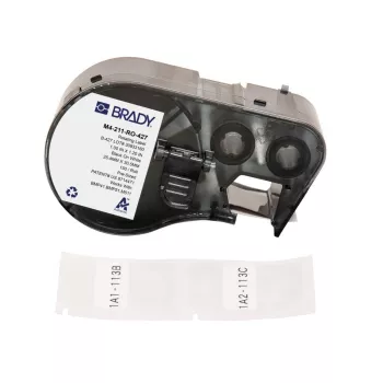 Etiquetas de vinil autolaminadas rotativas Brady para marcação de fios e cabos, branco, 25,4 mm x 13,7 m